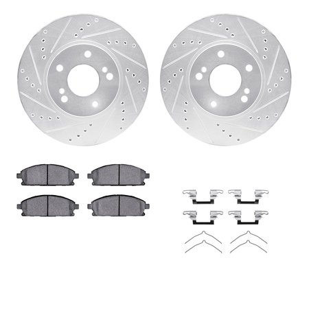 DYNAMIC FRICTION CO 7312-68008, Rotors-Drilled, Slotted-SLV w/3000 Series Ceramic Brake Pads incl. Hardware, Zinc Coat 7312-68008